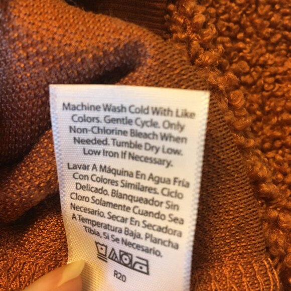 Time and Tru Sherpa Quarter Zip Sweater Womens Large Brown Rust Popcorn - Picture 6 of 6